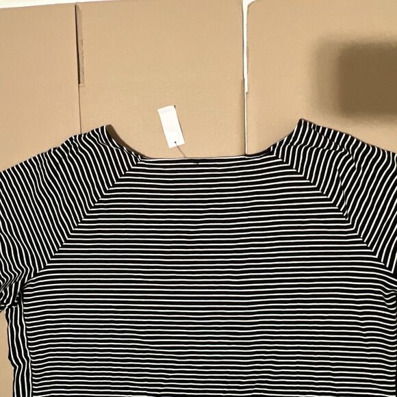NWT Talbots 3X Striped Stretch Short Sleeve Shirt White Black - Picture 13 of 13